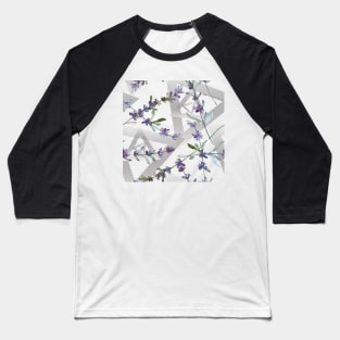 Lavender Flower Watercolor Geometric Design Baseball T-Shirt